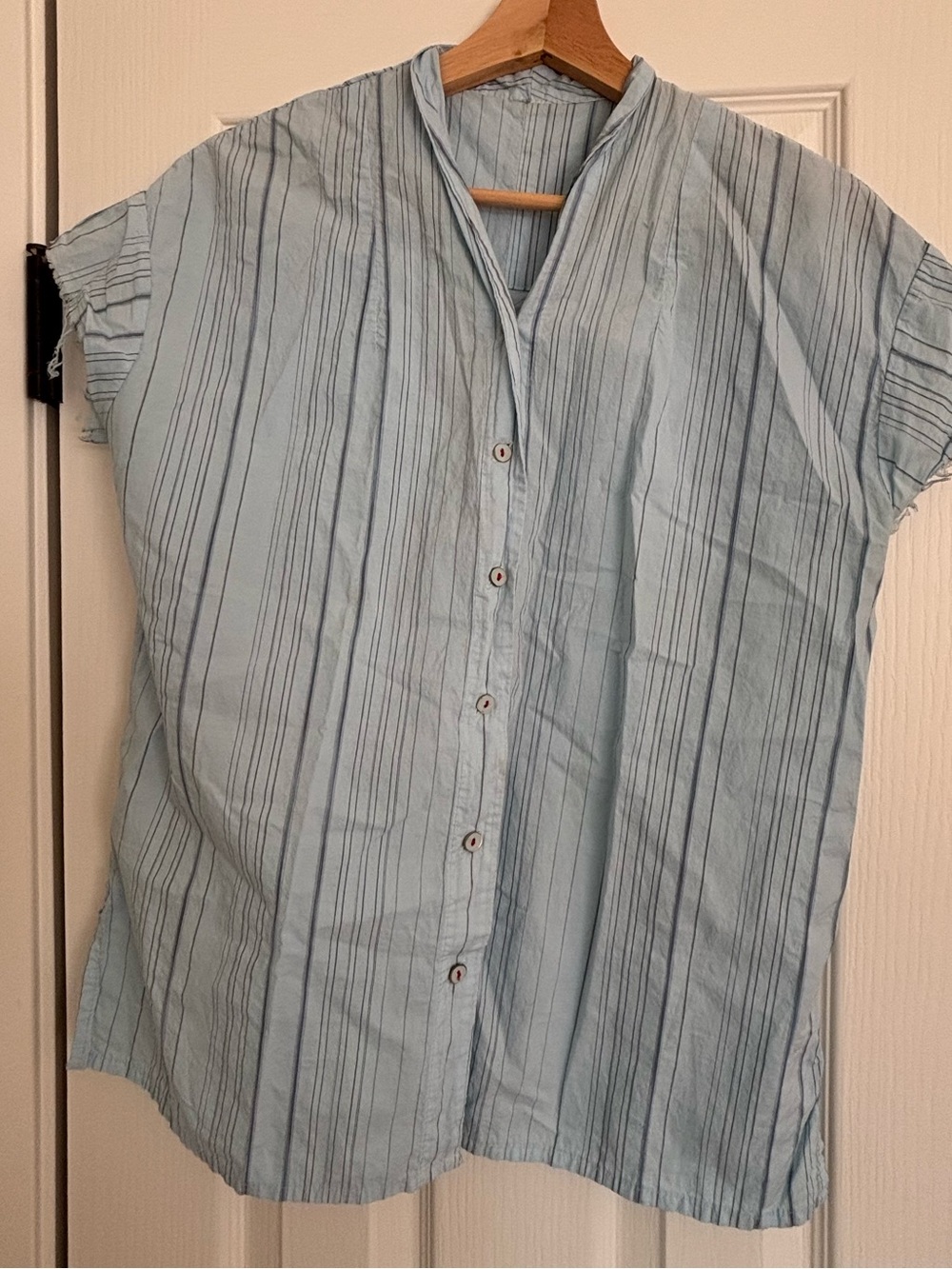 Light Blue Striped Button-Down Shirt - Women's